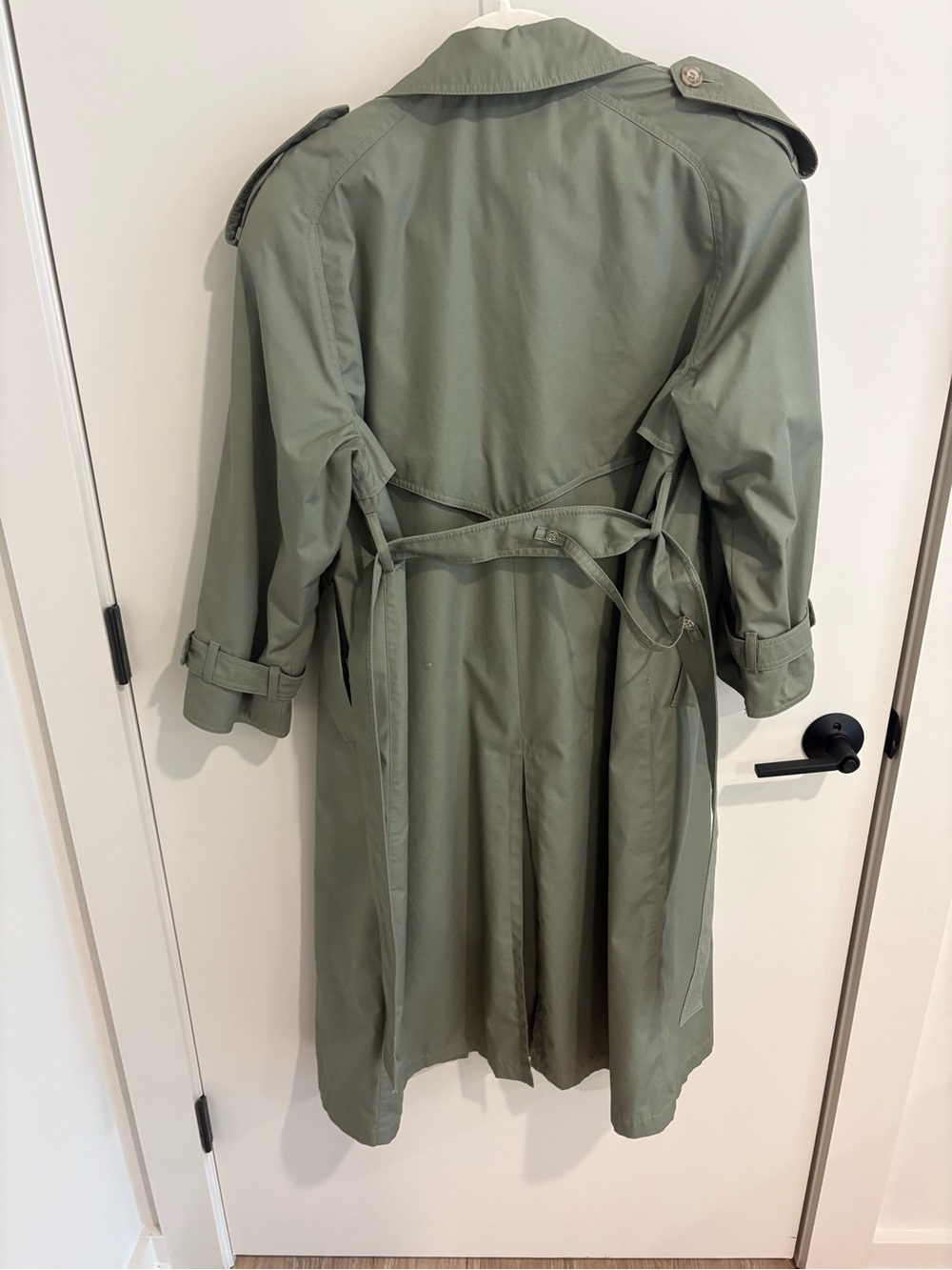 VNTG London Fog Olive Belted Double-Breasted Trench Coat Classic Capsule Minimal - Picture 7 of 14